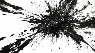 Beyaz arkaplanda siyah toz patlaması