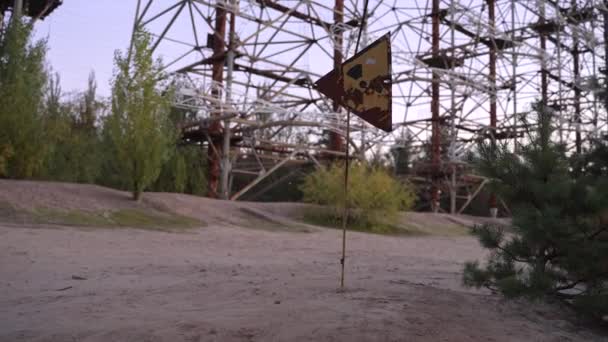 Blick Auf Duga Horizont Radarsysteme Durch Strahlungszeichen Tschernobyl Ukraine — Stockvideo