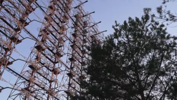 Zicht Duga Radarsysteem Tsjernobyl Met Blauwe Lucht Achtergrond Oekraïne Hoge — Stockvideo