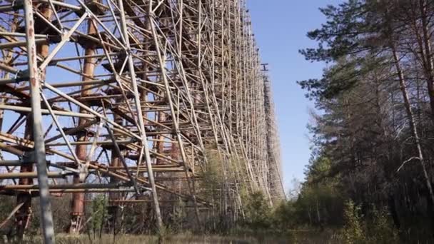 Ukrayna Çernobil Deki Duga Ufuk Radar Sisteminin Görüntüsü Yüksek Kalite — Stok video