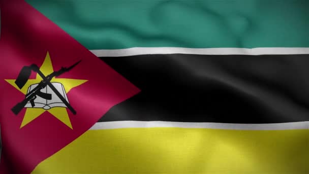 Rüzgarda Dalgalanan Mozambik Bayrağı — Stok video
