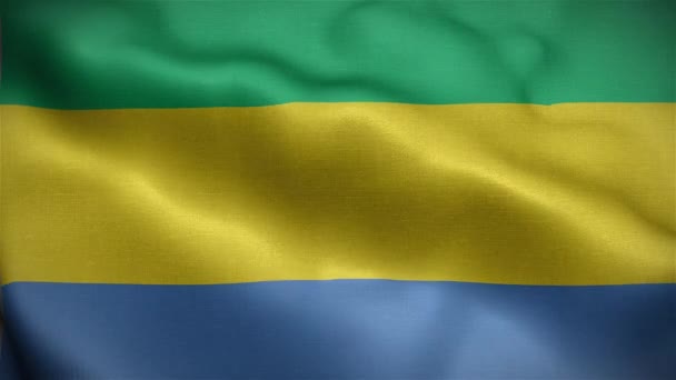 Gabon Bayrağı Rüzgarda Dalgalanıyor — Stok video