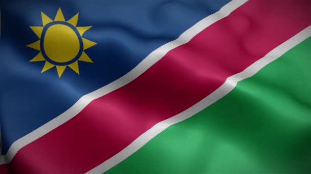 Bandiera Della Repubblica Namibia Sventola Nel Vento — Video Stock