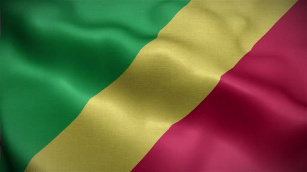 Bandeira Congo Tremulando Vento — Vídeo de Stock