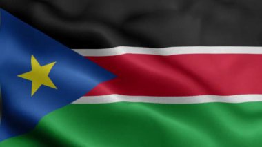 Güney Sudan bayrağı rüzgarda dalgalanıyor.