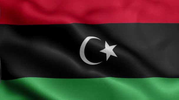 Лівійський Прапор Пурхає Вітрі — стокове відео