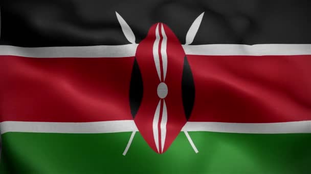 Bandera Kenia Ondeando Viento — Vídeos de Stock