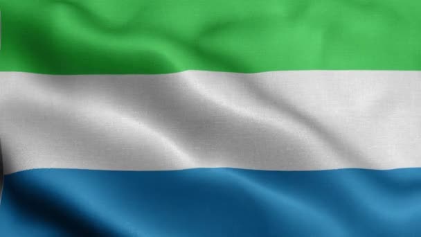 Σημαία Της Σιέρα Λεόνε Που Κυματίζει Στον Άνεμο — Αρχείο Βίντεο