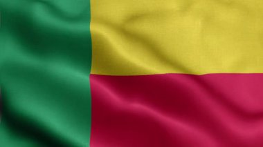Rüzgarda dalgalanan Benin bayrağı.