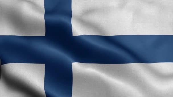 Bandeira Finlândia Tremulando Vento — Vídeo de Stock