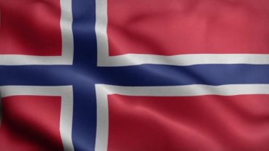 Norveç bayrağı rüzgarda dalgalanıyor.