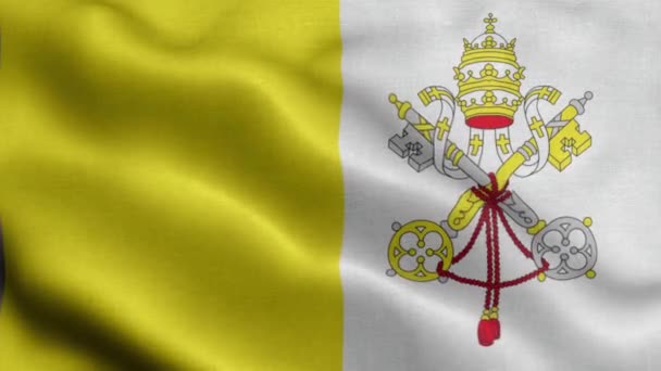 Σημαία Του Βατικανού Που Κυματίζει Στον Άνεμο — Αρχείο Βίντεο