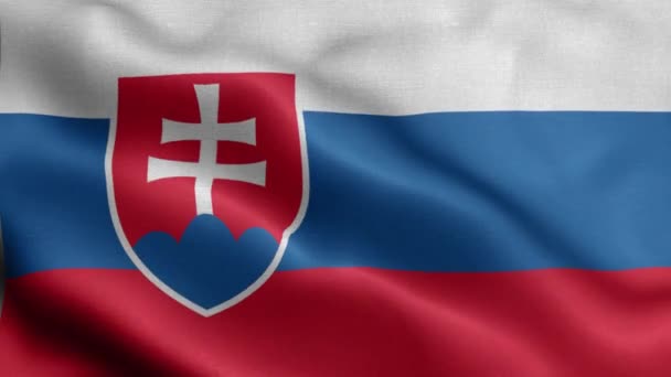 Bandera Eslovaquia Ondeando Viento — Vídeos de Stock