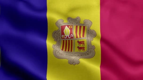 Flag Andorra Fluttering Wind — Stock Video
