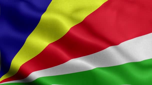 Seychellernas Flagga Fladdrar Vinden — Stockvideo