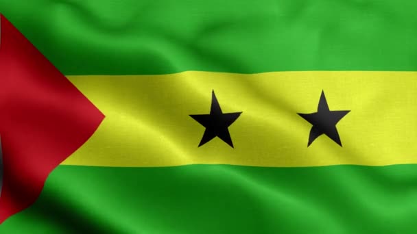 Vlag Van Sao Tomé Principe Wapperend Wind — Stockvideo