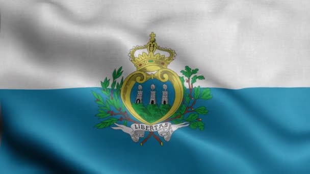Bandeira San Marino Balançando Vento — Vídeo de Stock