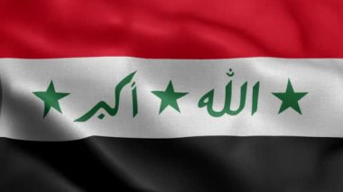 Irak bayrağı rüzgarda dalgalanıyor.
