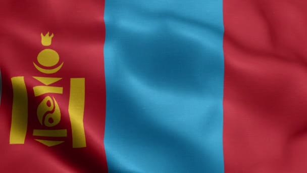 Bandera Mongolia Ondeando Viento — Vídeos de Stock