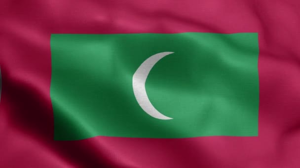 Maldivernas Flagga Fladdrar Vinden — Stockvideo