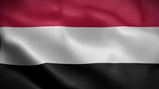 Rüzgarda Dalgalanan Yemen Bayrağı Canlandırma — Stok video