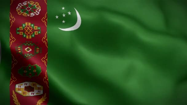 Türkmenistan Bayrağı Rüzgarda Dalgalanıyor Canlandırma — Stok video