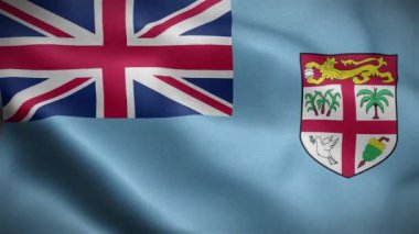 Islad Fiji 'nin bayrağı rüzgarda dalgalanıyor. Canlandırma 3D 4K
