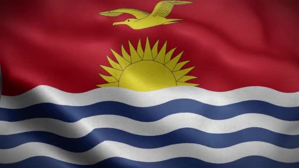 基里巴斯的国旗在风中飘扬 动画3D — 图库视频影像