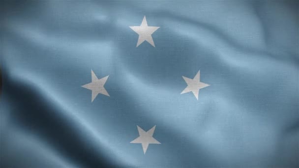 Bandeira Micronésia Tremer Vento Animação — Vídeo de Stock