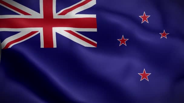 Bendera Selandia Baru Berkibar Dalam Angin Animasi — Stok Video