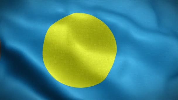 Bendera Palau Berkibar Angin Animasi — Stok Video