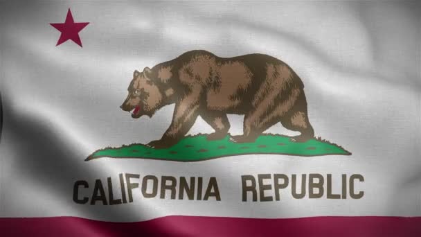 アメリカ合衆国に属するカリフォルニア州の旗 レンダリングアニメーション — ストック動画