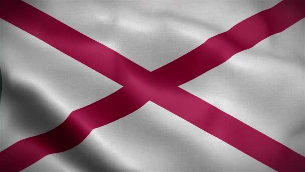 Flagga Delstaten Alabama Tillhörande Amerikas Förenta Stater Render Animation — Stockvideo