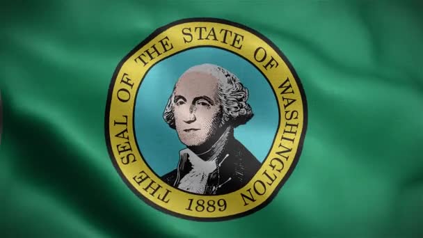 Bandeira Estado Washington Pertencente Aos Estados Unidos América Renderizar Animação — Vídeo de Stock