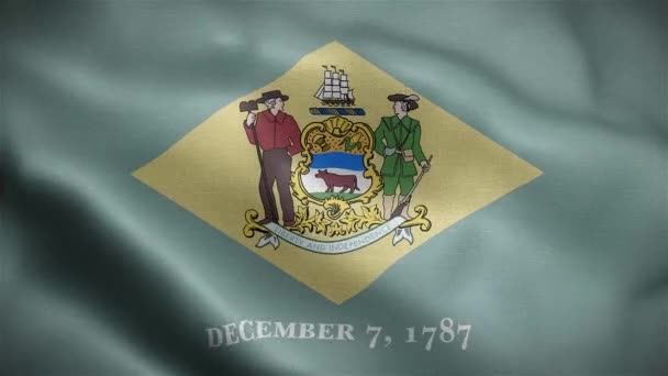 Vlajka Státu Delaware Patřící Spojených Států Amerických Animace Vykreslování — Stock video