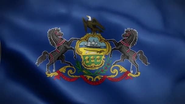 Pennsylvania Eyaletinin Bayrağı Amerika Birleşik Devletleri — Stok video