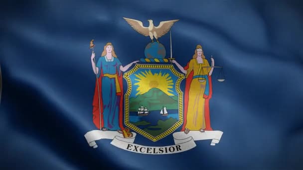 Σημαία Της Πολιτείας Της Νέας Υόρκης Ηνωμένες Πολιτείες Της Αμερικής — Αρχείο Βίντεο