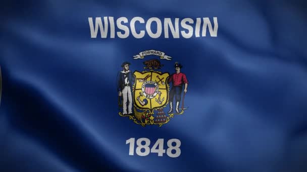 Wisconsin Eyaletinin Bayrağı Amerika Birleşik Devletleri — Stok video