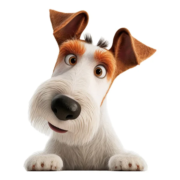 Terrier dog looking at camera, 3d illustration of a pet