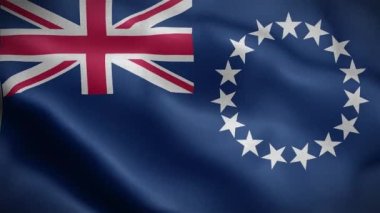 Flag of Cook Island. 3d 4k animation of the flag waving in the wind.