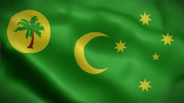 Flag of the Cocos Islands. 3d 4k animation of the flag waving in the wind.