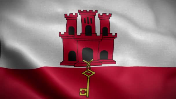 Прапор Гібралтару Анімації Прапора Розмахуючи Вітром — стокове відео