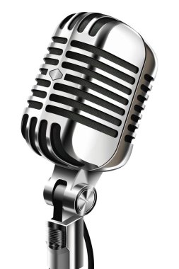 Yatay ızgaralı klasik metal tasarım mikrofon, çevrimiçi ve canlı yayın podcastları ve kayıtları için ideal. Profesyonelliği ve nostaljiyi çağrıştıran geçmişe dönük estetikler.