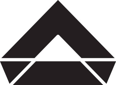 Arka planda soyut Üçgen logosu ve çalma düğmesi modayı ve minimal biçimi izole et