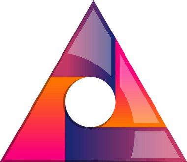 Moda ve arka planda izole edilmiş minimal stilde soyut piramit üçgeni logosu illüstrasyonu