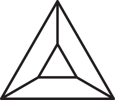 Moda ve arka planda izole edilmiş minimal stilde soyut piramit üçgeni logosu illüstrasyonu