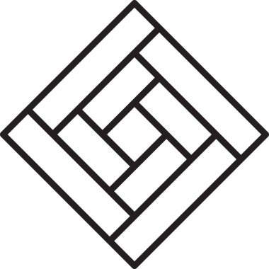 Moda ve arka planda izole edilmiş minimal biçimdeki soyut kare logo illüstrasyonu