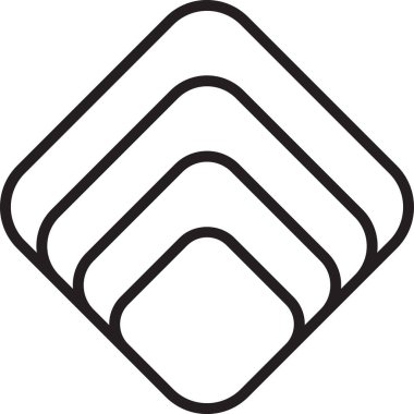 Moda ve arka planda izole edilmiş minimal biçimdeki soyut kare logo illüstrasyonu