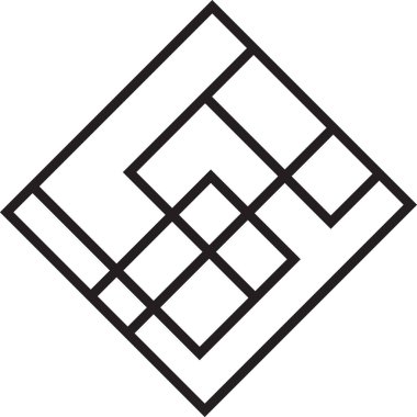 Moda ve arka planda izole edilmiş minimal biçimdeki soyut kare logo illüstrasyonu