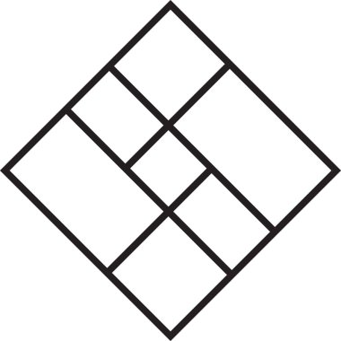 Moda ve arka planda izole edilmiş minimal biçimdeki soyut kare logo illüstrasyonu